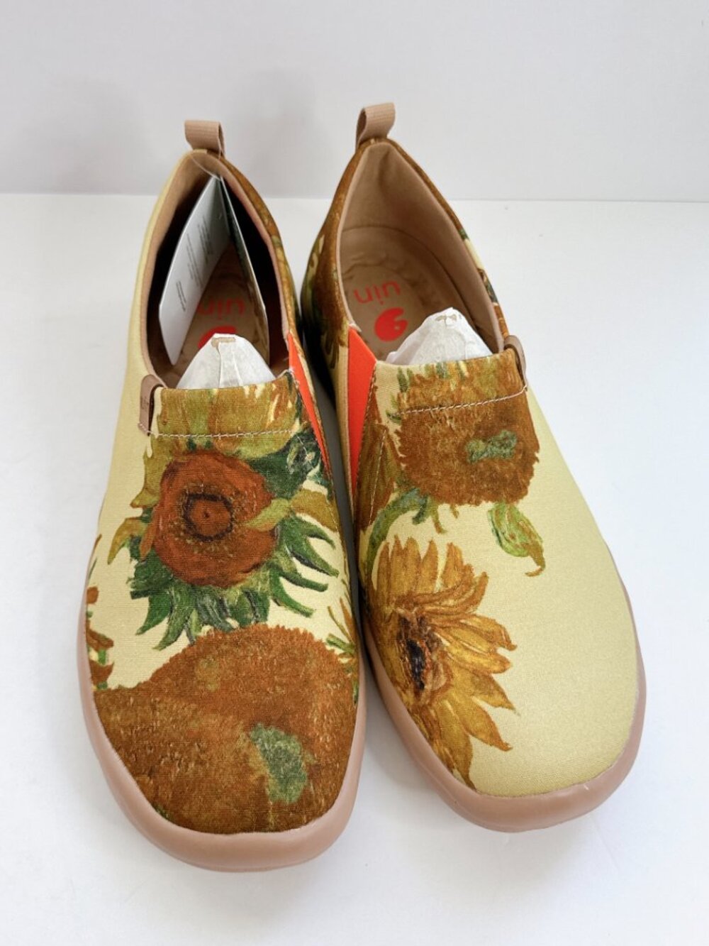 Men's Size 12 NWT UIN Van Gogh Sunflowers Slip-On Shoes Art Travel Canvas Loafer